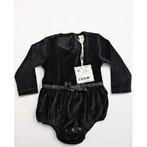 Kate Quinn Organic Cotton Velour Black Skinny Bow Bubble 12-18 Spooky Holiday